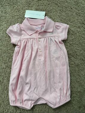 NWT Ralph Lauren Baby Polo Romper in Pale Pink 3months